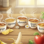 소화에 좋은 차 5가지와 소화가 잘되는 과일 이미지