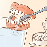 틀니 세척법, 치약 쓰면 마모되는 이유와 전용 세정제 이미지