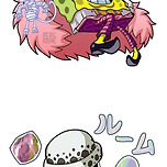 스폰지밥 스타일로 그린 원피스 캐릭터들 이미지