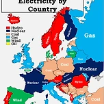 유럽 국가별 전기 발전 수단 이미지