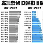 2024년 초등학교 다문화 가정 지역별 비율 이미지