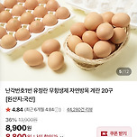 무항생제 유정란 20구 8,800원 무료배송! 초핫딜가 난각번호 1번 계란 이미지