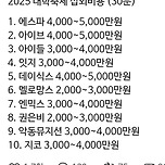 2025년 대학교 축제 가수 섭외 비용 이미지