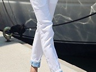 배색 롤업 린넨 팬츠