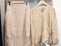 도트랩 블라우스 / 레이스..