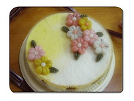 단호박 꽃떡 케이크