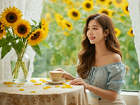차 한잔의 여유로움 - 해바라기 이미지