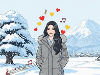 AI이미지 눈싸인 언덕에 서서