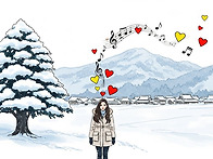 AI이미지 눈싸인 언덕에 서서