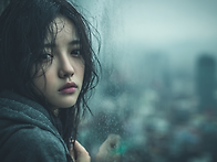 AI Midjourney/비오는 날의 그녀