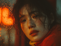 AI Midjourney/비오는 날의 그녀