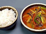 육회용 소고기로 감자 짬뽕..