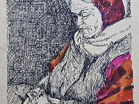 펜화 - 빨간 후드티의 노..