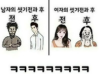남녀의 씻기, 전과 후