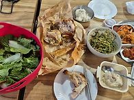 설 청소 하고 고기..