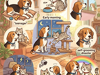 개와 고양이 사이, 털 뭉..