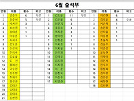 6월 출석표