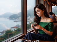 창가에 여인과 커피3