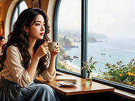 창가에 여인과 커피1