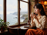 창가에 여인과 커피(프롬프..