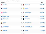 11/20 목요일 경기 일정 ..