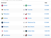 11/27 목요일 경기 일정 ..