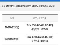 2월 21일 토익 점수 83..