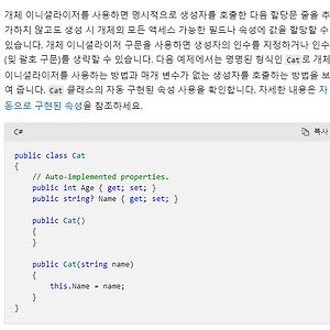 개체 이니셜라이저