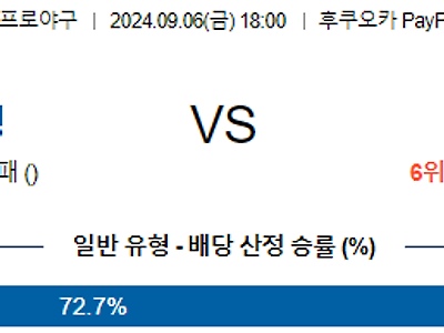 9월 6일 NPB 소프트뱅크 세이부 한일야구분석 무료중계 스포츠분석