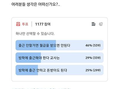 오늘자 블라인드에서 투표한 교사 방학 필요성.jpg