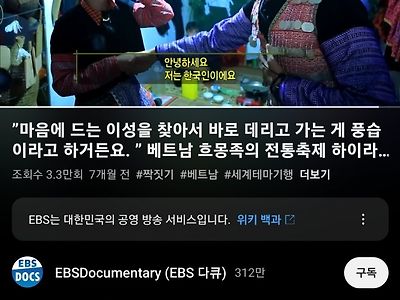 EBS 다큐보고 전통축제 체험하러 갔다가 우울해진 여행 유튜버 ㅋㅋㅋ