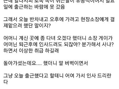 엄마 보러 반차냈다가 현장에서 쫓겨난 디씨인