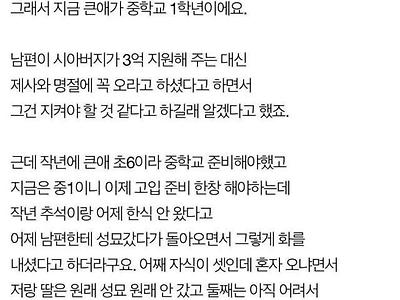 3억 내놓으라는 시댁이 이해 안되는 며느리