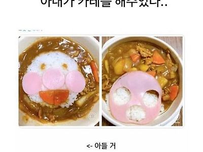 엄마표 카레, 아들꺼 vs 남편꺼