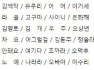 강한자들만 살아남던 2019 개명신청자 명단