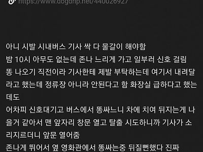 개씨발 방금 시내버스에서 똥마려워서 창문으로 탈출함