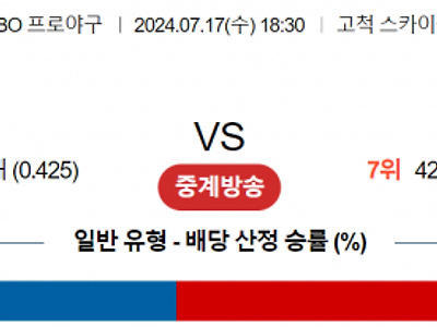 7월 17일 18:30 KBO 키움 : KT