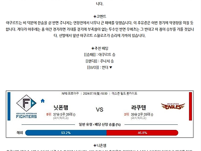 7월15일 NPB 분석