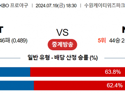 7월 19일 18:30 KBO KT : NC