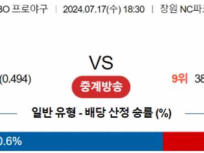 7월 17일 18:30 KBO NC : 한화