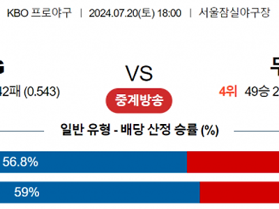 7월 20일 18:00 KBO LG : 두산