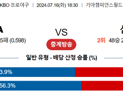 7월 16일 18:30 KBO KIA : 삼성