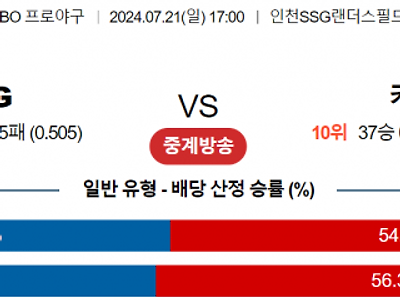 7월 21일 17:00 KBO SSG : 키움