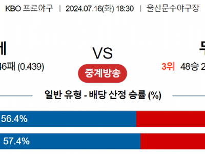 7월 16일 18:30 KBO 롯데 : 두산