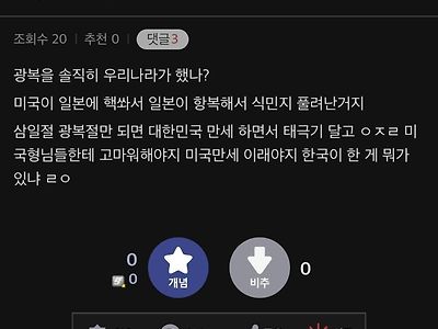 광복절에 대한민국 만세하는게 이해안된다는 디씨인..jpg