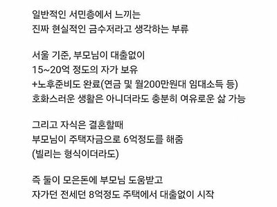 현실적인 금수저라 생각되는 부류