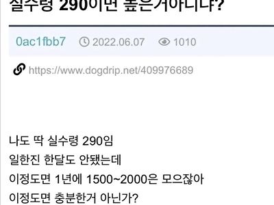 실수령 290이면 많이 받는거냐?