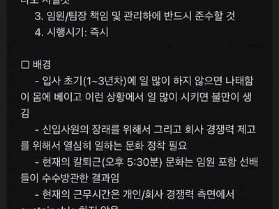 사장님이 신입들은 칼퇴하지 말래 ㅡㅡ