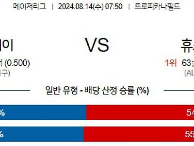 8월14일 MLB 템파베이 휴스턴 해외야구분석 무료중계 스포츠분석