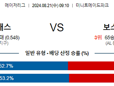 8월21일 MLB 휴스턴 보스턴 해외야구분석 무료중계 스포츠분석